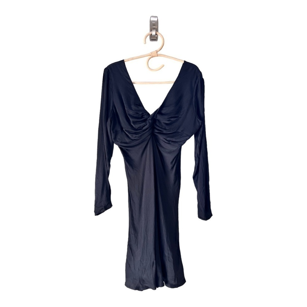 CHASER Black Double V Neckline Twisted Front Silky Cutout Sleeve Mini Dress
